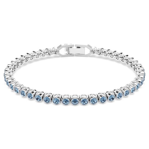 Swarovski Imber Emily Tennis bracelet Round cut, Blue, Rhodium plated 5734239