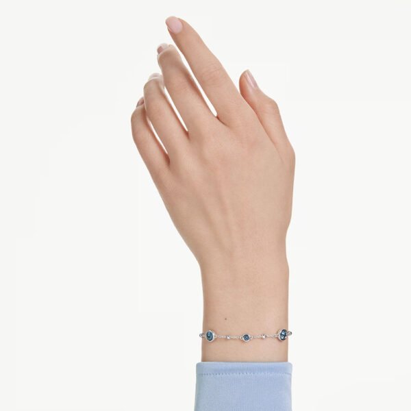 Swarovski Imber bracelet Round cut, Blue, Rhodium plated 5730679