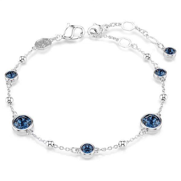 Swarovski Imber bracelet Round cut, Blue, Rhodium plated 5730679