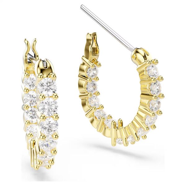 Swarovski Matrix Vittore hoop earrings Round cut, White, Gold-tone plated 5733398