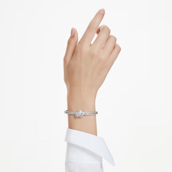 Swarovski Matrix bangle Baguette cut, Knot, White, Rhodium plated 5727120