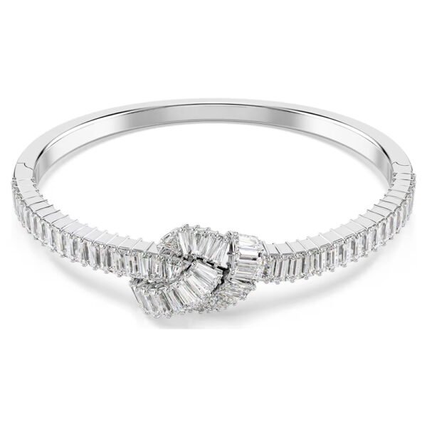 Swarovski Matrix bangle Baguette cut, Knot, White, Rhodium plated 5727120
