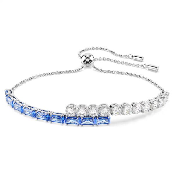 Swarovski Matrix bracelet Mixed cuts, Blue, Rhodium plated 5732266