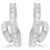 Swarovski Matrix hoop earrings Baguette cut, Ribbon, White, Rhodium plated 5727113