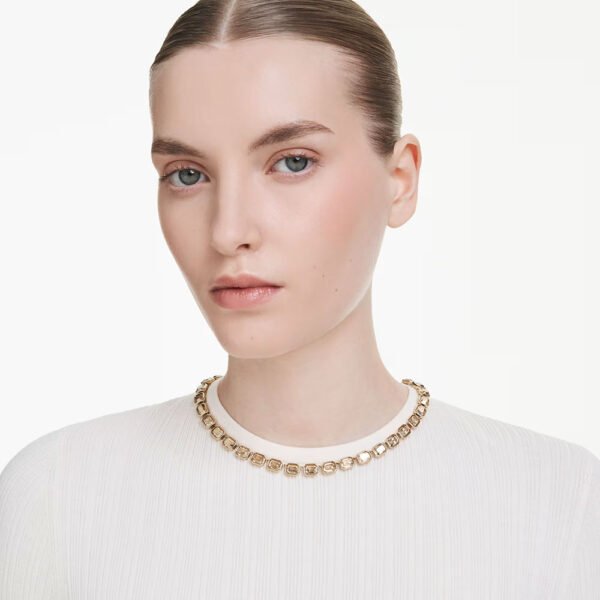 Swarovski Millenia Tennis necklace Octagon cut, Yellow, Gold-tone plated 5718674