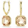 Swarovski Millenia drop earrings Square cut, Caramel, Gold-tone plated 5731148