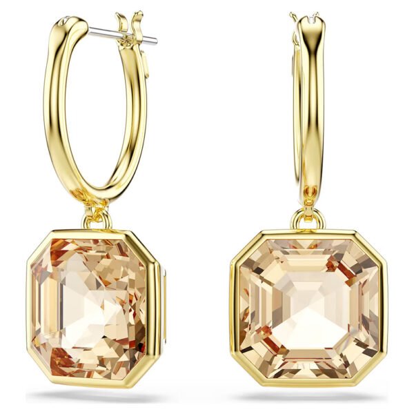 Swarovski Millenia drop earrings Square cut, Caramel, Gold-tone plated 5731148