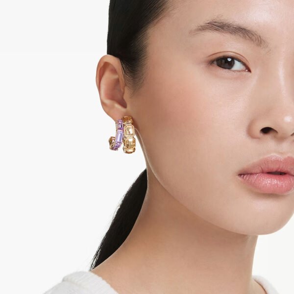 Swarovski Millenia hoop earrings Mixed cuts, Multicolored, Gold-tone plated 5725757