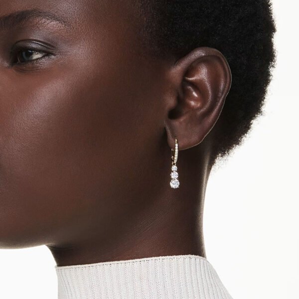 Swarovski Stilla Attract hoop earrings Round cut, White, Gold-tone plated 5723300