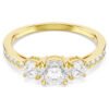 Swarovski Stilla Attract ring Round cut, White, Gold-tone plated