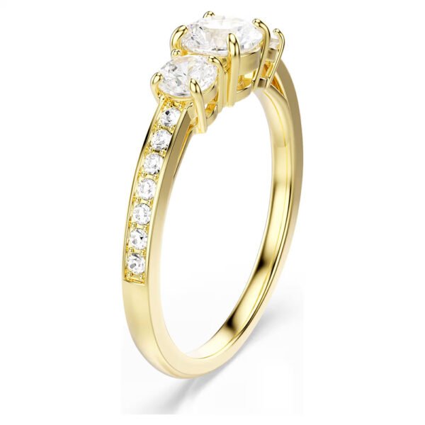 Swarovski Stilla Attract ring Round cut, White, Gold-tone plated