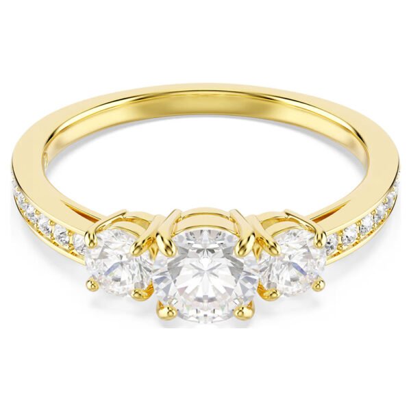 Swarovski Stilla Attract ring Round cut, White, Gold-tone plated