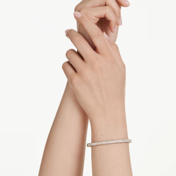Swarovski Sublima bangle Snow pavé, White, Gold-tone plated