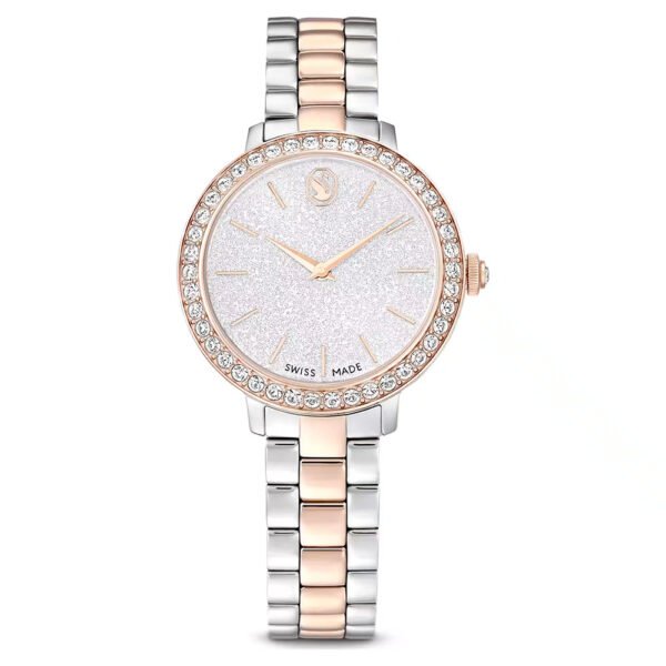Swarovski Watch Swiss Made, Metal bracelet, Silver tone, Rose gold-tone finish 5715028