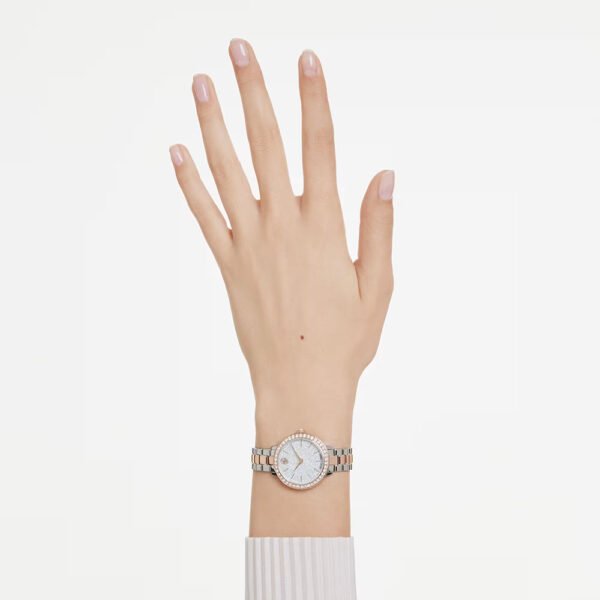 Swarovski Watch Swiss Made, Metal bracelet, Silver tone, Rose gold-tone finish 5715028