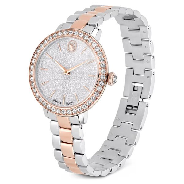 Swarovski Watch Swiss Made, Metal bracelet, Silver tone, Rose gold-tone finish 5715028