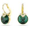 Swarovski Bella V drop earrings Round cut, Green, Gold-tone plated 5735389