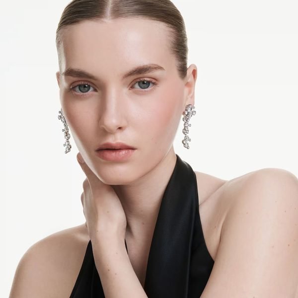 Swarovski Constella drop earrings Mixed cuts, White, Rhodium plated 5732252