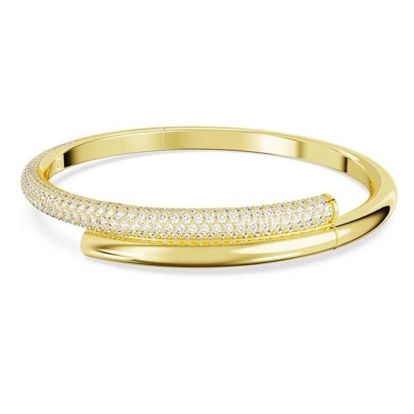 Swarovski Dextera bangle Magnetic closure, White, Gold-tone plated