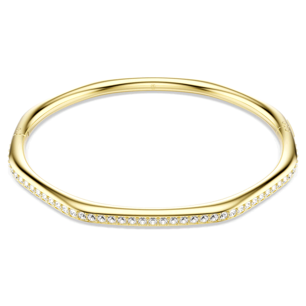 Swarovski Dextera bangle Octagon shape, Round cut, White, Gold-tone plated