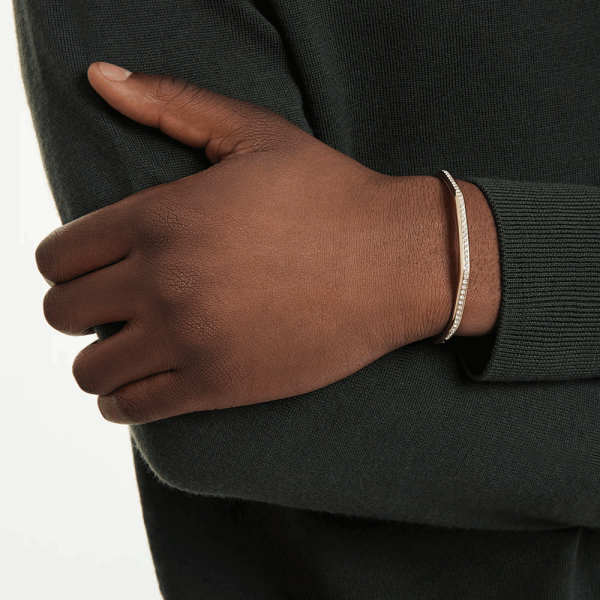 Swarovski Dextera bangle Octagon shape, Round cut, White, Gold-tone plated