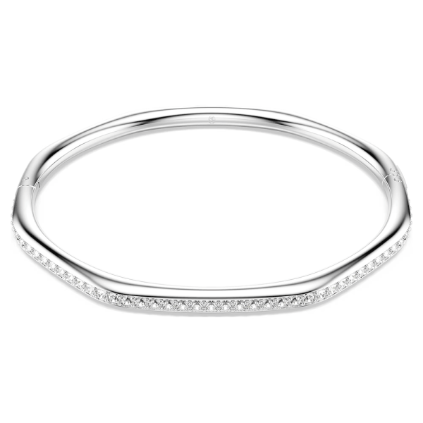 Swarovski Dextera bangle Octagon shape, Round cut, White, Rhodium plated
