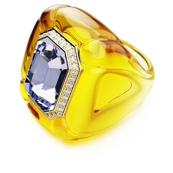 Swarovski Dulcis cocktail ring Cushion cut, Pavé, Yellow