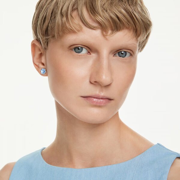 Swarovski Magic stud earrings Snowflake, Blue, Rhodium plated 5734242