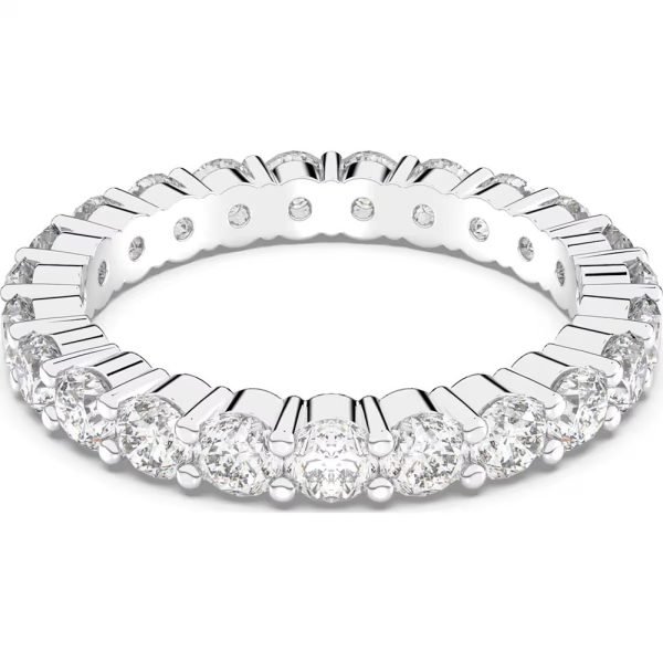 Swarovski Matrix Vittore ring Round cut, White, Rhodium plated