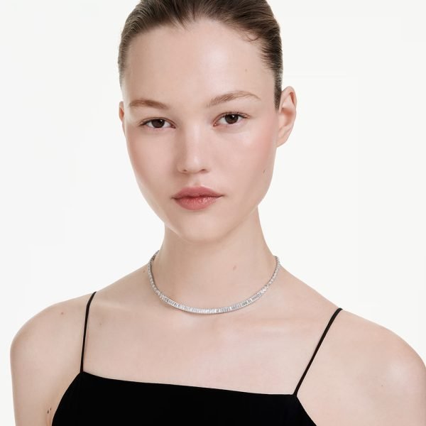 Swarovski Matrix necklace Baguette cut, White, Rhodium plated 5727111