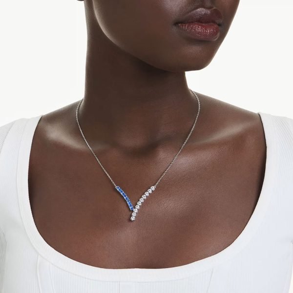 Swarovski Matrix pendant Mixed cuts, Blue, Rhodium plated 5732265