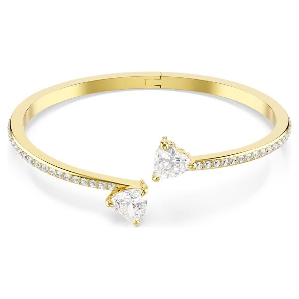 Swarovski Mesmera Attract bangle Heart, White, Gold-tone plated