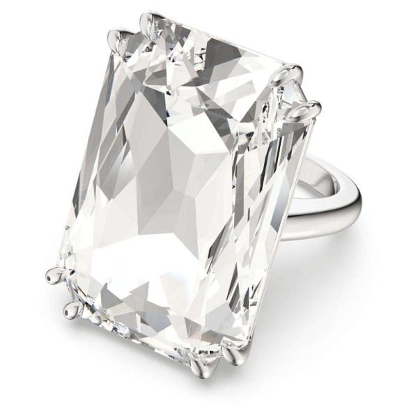 Swarovski Mesmera cocktail ring Oversized crystal, White, Rhodium plated
