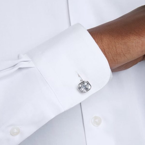 Swarovski Millenia cufflinks Octagon cut, White, Rhodium plated 5733306