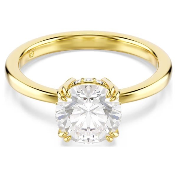 Swarovski Stilla Attract cocktail ring Round cut, White, Gold-tone plated