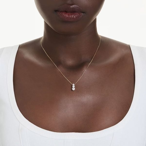 Swarovski Stilla Attract pendant Round cut, White, Gold-tone plated 5723298