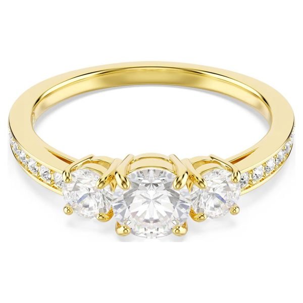 Swarovski Stilla Attract ring Round cut, White, Gold-tone plated