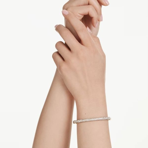 Swarovski Sublima bangle Snow pavé, White, Gold-tone plated