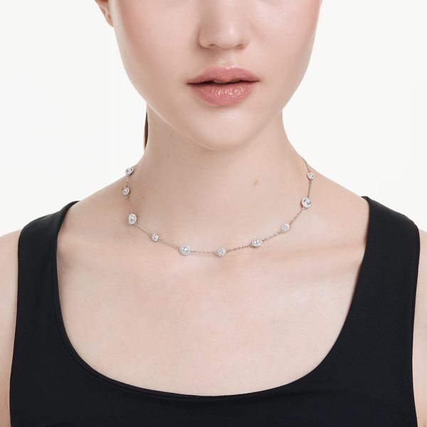 Swarovski Una Angelic necklace Round cut, Double sided motifs, White, Rhodium plated 5732275