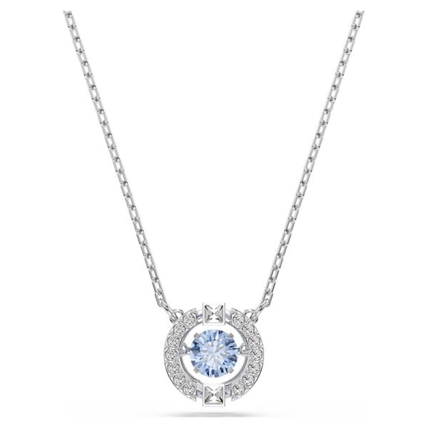 Swarovski Una necklace Round cut, Blue, Rhodium plated 5279425