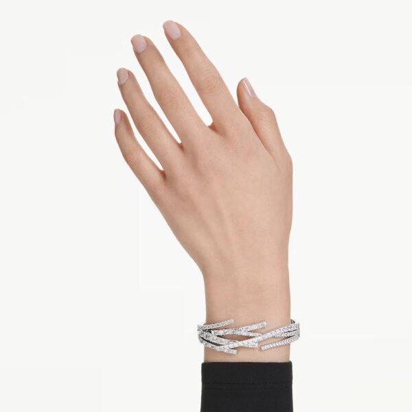Swarovski Matrix bangle Mixed cuts, White, Rhodium plated 5726294