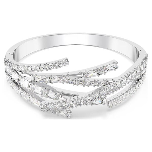Swarovski Matrix bangle Mixed cuts, White, Rhodium plated 5726294