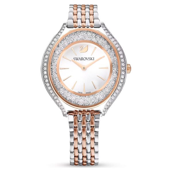 Swarovski Crystalline aura watch Swiss Made, Metal bracelet, Rose gold tone, Mixed metal finish 5644075