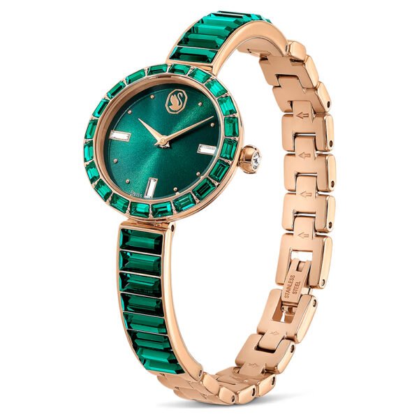 Swarovski Matrix bangle watch Swiss Made, Crystal bracelet, Green, Champagne gold-tone finish 5690808