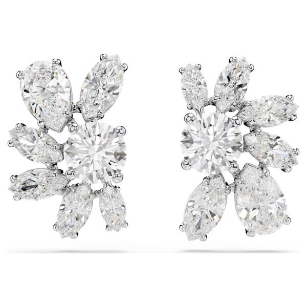 Swarovski Mesmera stud earrings Mixed cuts, Flower, White, Rhodium plated 5737462