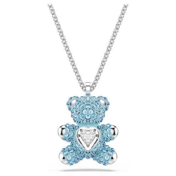 Swarovski Teddy pendant Bear, Blue, Rhodium plated 5737620